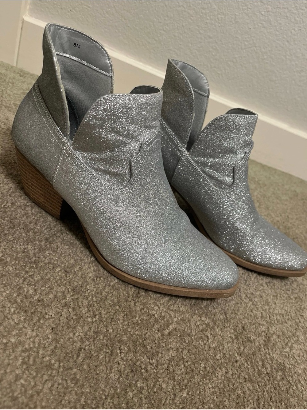Jellypop Silver Glitter Ankle Booties